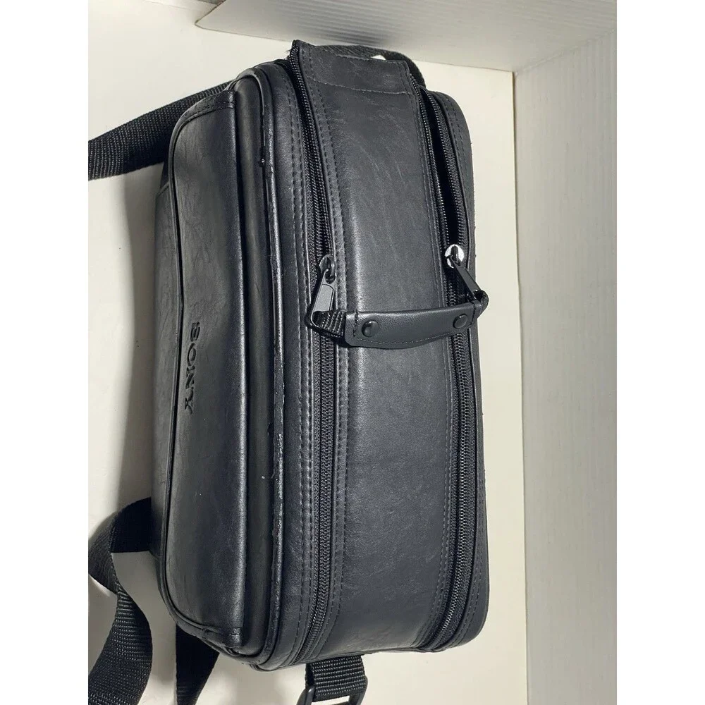 Vintage Sony NY Black Video Camera Bag, Camcorder Case Leather Original strap